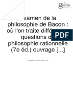 Examen de La Philosophie de Bacon PDF