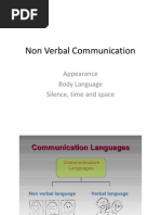 Non Verbal Communication: Appearance Body Language Silence, Time and Space