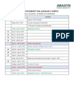 Abasyn University Islamabad Campus: Academic Calendar - Summer 2014 Semester