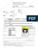 Jharkhand Academic Council, Ranchi: Registration Form For Secondary Examination, Year 2015