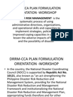 Drrm-Cca Plan Formulation Orientation - Workshop - Overview