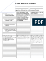 Article Reading Framework Worksheet: Rationale For The Research Question. (Introduction and Literature Review)