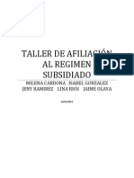 Taller de Afiliación Al Regimen Subsidiado