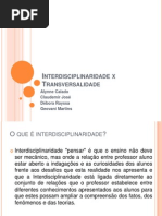 Interdisciplinaridade Vs Transversalidade