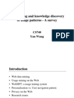 Web Mining and Knowledge Discovery of Usage Patterns - A Survey