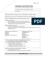 Performing Arts Lesson Plan Format: Based On ITE Template With ACEI Embedded in Green