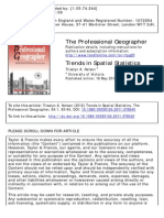 The Professional Geographer: To Cite This Article: Trisalyn A. Nelson (2012) Trends in Spatial Statistics, The