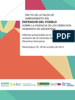 Impacto de La Falta de Nombramiento Del Defensor Del Pueblo Sobre La Vigencia de Los DDHH en Argentina