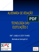 Aula 1 Alvenaria de Vedação PDF