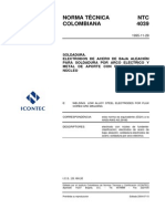 NTC 4039 Electrodo Tubular para Soldar Por Arco Eléctrico Aceros Bajamente Aleados PDF