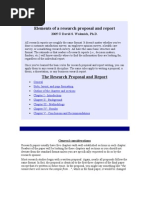 Elements of A Research Proposal and Report