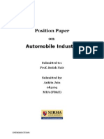 Position Paper On Automobile Industry: Submitted To: Prof. Satish Nair