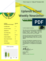 Uplands School Weekly Newsletter - Term 1 Issue 11 - 31 Oct 2014