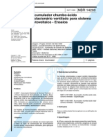 NBR-14200 - Acumulador Chumbo-Acido Estacionario Ventilado para Sistemas Fotovoltaico - Ensaios PDF