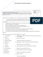 Prueba Ciencias Naturales-7 BÁSICO. - Unidad 2 Adolescencia y Sexualidad.