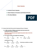 Common Stock Valuation Some Features of Common and Preferred Stocks The Stock Markets