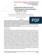 A Mathematical Derivation For Error Correction and Detection in Communication Using BCH Codes