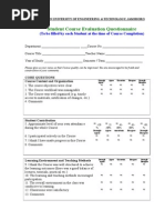 Proforma 1 Student Course Evaluation Questionnaire