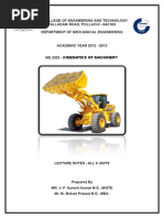 Kinematics of Machinery Lecturer Notes All 5 Units