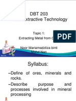 DBT 203 Metal Extractive Technology: Topic 1: Extracting Metal From Ores