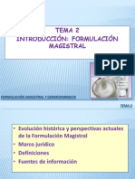 Tema 2.0 Formulación Magistral y Dermofarmacia. Tema 2 - Introducción A Formulación Magistral