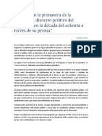 Reseña: "En La Primavera de La Historia" El Discurso Político Del Roquismo en La Década Del Ochenta A Través de Su Prensa" de Paula Alonso