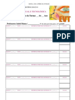 (Ficha de Registo Sumários Da Disciplina de Educação Visual e Tecnológica.