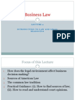 Business Law: Introduction To Law and Legal Reasoning