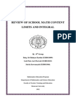 Review of School Math Content Limits and Integral