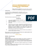 Contrato de Arrendamiento de Vivienda Por Temporada