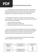 Methods of Installation For Steel Structure