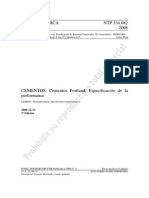 NTP 334.082 2008. Cementos Portland. Especificación de La Performance