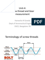 Unit-4: Screw Thread and Gear Measurement: Hareesha N Gowda Dept of Aeronautical Engineering DSCE, Bangalore-78