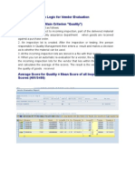 Note On Calculation Logic For Vendor Evaluation