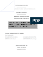 Apport de L'audit Externe Dans L'amélioration de La Gestion D'un Projet