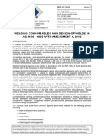 TN008 - Welding Consumables and Design of Welds in As 4100-1998 With Amendment 1, 2012