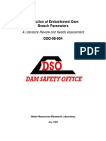 Prediction of Embankment Dam Breach Parameters USBR 1998