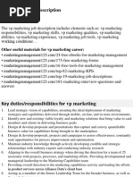 VP Marketing Job Description