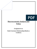 Macroeconomic Analysis and Policy: Assignment On: Bank-Customer Relationship (Bank As Creditor)