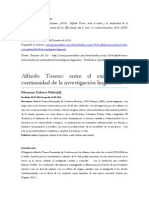 Alfredo Torero: Entre El Exilio y La Continuidad de La Investigación Lingüística