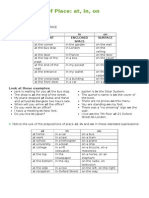 Prepositions of Place: At, In, On