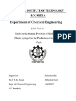 Study On The Thermal Pyrolysis of Medical Waste (Plastic Syringe) For The Production of Useful Liquid Fuels PDF