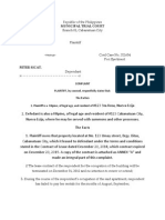 Compalint For Ejectment