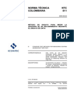 NTC 811 Metodo de Ensayo para Medir La Adhesión de Un Recubrimiento Mediante El Ensayo de Cinta