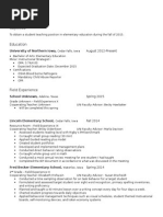 Student Teaching Resume