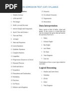 Common Admission Test (Cat) Syllabus: Data Interpretation