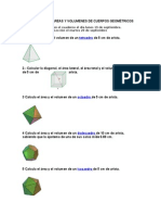 Ejercicios de Areas y Volumenes de Cuerpos Geométricos