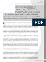 O Reconhecimento Da Especialidade em Fisioterapia Do Trabalho Pelo COFFITO e Ministério Do Trabalho/CBO: Uma Conquista para A Fisioterapia e A Saúde Do Trabalhador