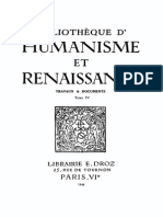 Bibliotheque D'humanisme Et Renaissance Tome IV - 1944