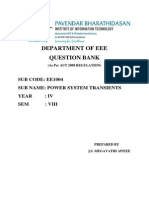 Department of Eee Question Bank: Sub Code: Ee1004 Sub Name: Power System Transients Year: Iv SEM: Viii